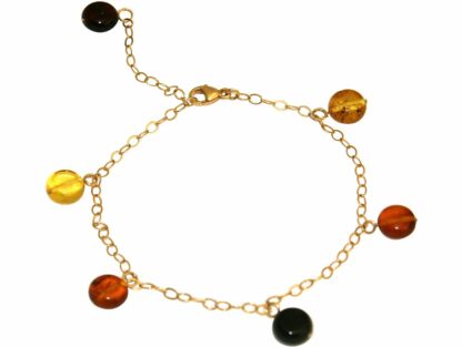 Glieder-Armband vergoldet mit Bernsteinen Multicolor