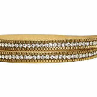 Leder-Armband mit Kette 925 Silber/vergoldet und Strass