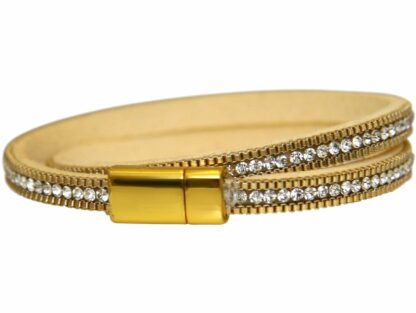 Leder-Armband mit Kette 925 Silber/vergoldet und Strass