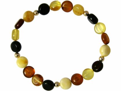 Bernstein-Armband Multicolor mit vergoldeten Kügelchen
