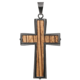 Anhänger "Kreuz" Edelstahl mit Holz-Optik