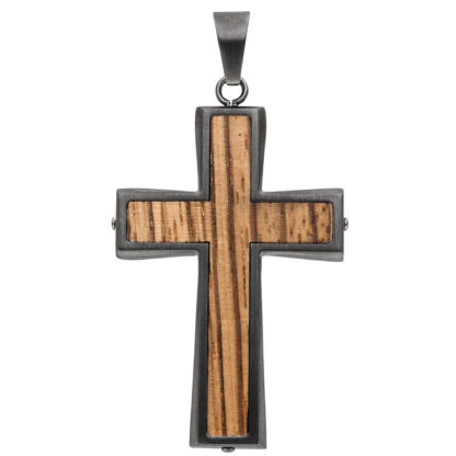 Anhänger "Kreuz" Edelstahl mit Holz-Optik