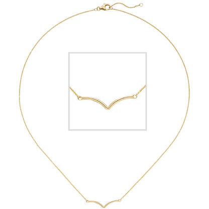 Collier 585 Gelbgold V-Form geschwungen