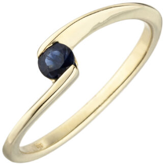 Ring "Twist" 333 Gelbgold mit Blue Saphir