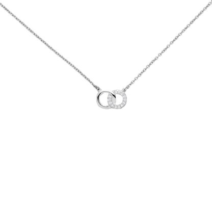 Collier mit Duo-Ringe 925 Silber und 13 Zirkonia weiß