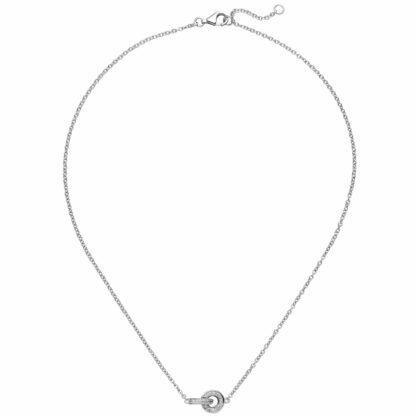 Collier mit Anhänger Rund-Design 925 Silber mit 20 Zirkonia weiß