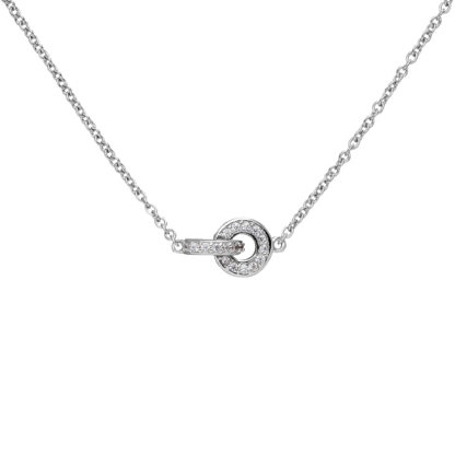 Collier mit Anhänger Rund-Design 925 Silber mit 20 Zirkonia weiß