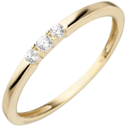 Ring 333 Gelbgold mit 3 Zirkonia weiß