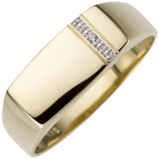 Herren Ring 585 Gelbgold mit Brillant