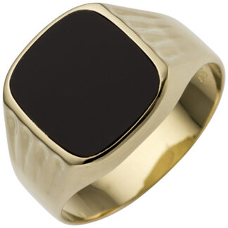 Herren Ring 585 Gelbgold mit Onyx schwarz