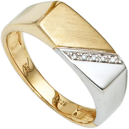 Herren Ring 585 Gelb-/Weißgold mit 5 Diamanten