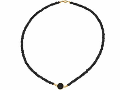 Collier 925 Silber mit Onyx-Edelsteinen schwarz