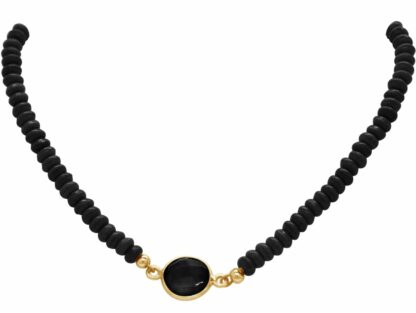 Collier 925 Silber mit Onyx-Edelsteinen schwarz