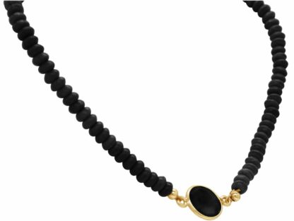 Collier 925 Silber mit Onyx-Edelsteinen schwarz