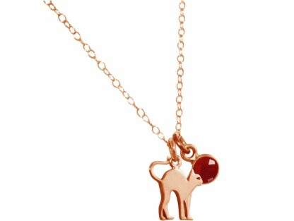 Collier "Katze" 925 Silber/rosévergoldet mit Rubin