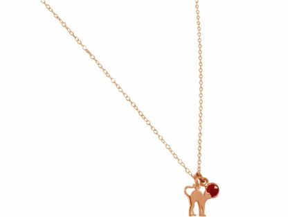 Collier "Katze" 925 Silber/rosévergoldet mit Rubin