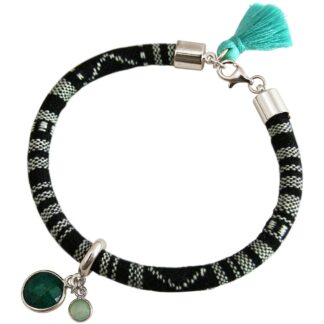 Boho-Armband 925 Silber mit Smaragd und Chalcedon