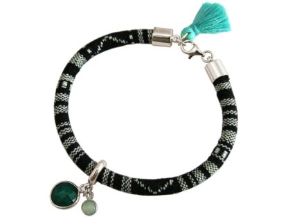 Boho-Armband 925 Silber mit Smaragd und Chalcedon