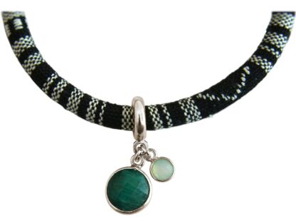 Boho-Armband 925 Silber mit Smaragd und Chalcedon