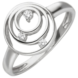 Ring 925 Silber rund geometrisch mit Zirkonia weiß