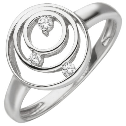 Ring 925 Silber rund geometrisch mit Zirkonia weiß