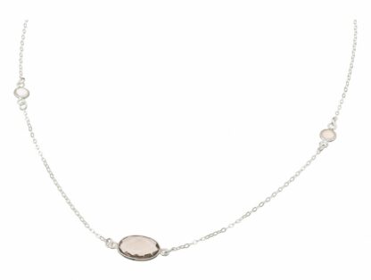 Collier 925 Silber mit Rauchquarz und Mondsteinen