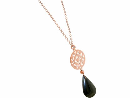 Collier "Magie" 925 Silber/rosévergoldet mit Hämatit-Tropfen