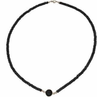 Collier 925 Silber mit Onyx-Edelsteinen schwarz
