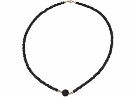 Collier 925 Silber mit Onyx-Edelsteinen schwarz