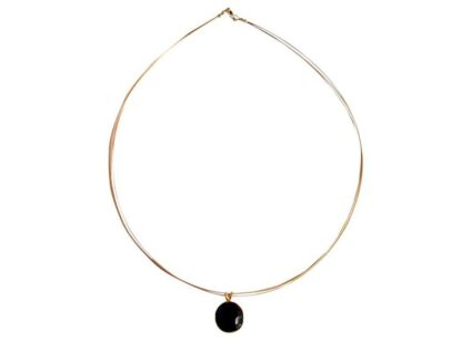 Collier/Juwelierdraht 925 Silber/vergoldet mit Onyx schwarz