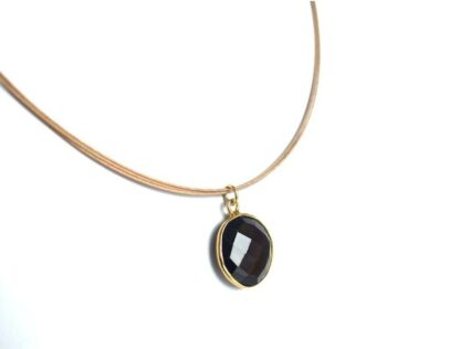 Collier/Juwelierdraht 925 Silber/vergoldet mit Onyx schwarz