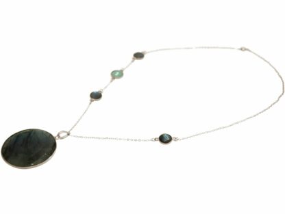 Collier 925 Silber mit Labradoriten und Chalcedon