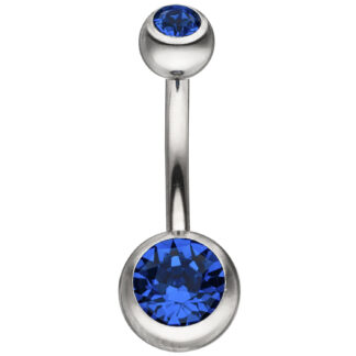 Bauchnabel-Piercing Edelstahl mit Kristallsteinen blau
