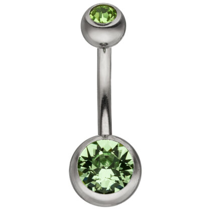 Bauchnabel-Piercing Edelstahl mit Kristallsteinen grün