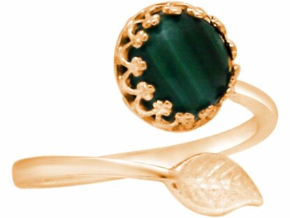 Ring „Blume“ 925 Silber/vergoldet mit Malachit