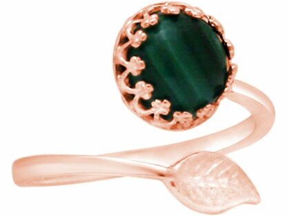 Ring "Blume" 925 Silber/rosévergoldet mit Malachit