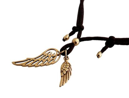 Seiden-Armband braun mit "Flügel" Bronze