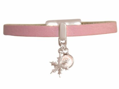 Lederarmband rosa mit "Schneeflocke" 925 Silber und Rosenquarz