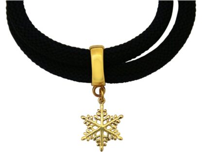 Wickelarmband Nylon schwarz mit "Schneeflocke" 925 Silber/vergoldet