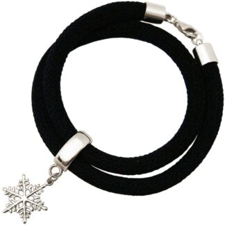 Wickelarmband Nylon schwarz mit "Schneeflocke" 925 Silber