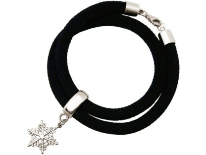 Wickelarmband Nylon schwarz mit "Schneeflocke" 925 Silber