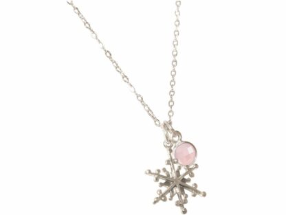 Collier "Schneeflocke" mit Rosenquarz 925 Silber