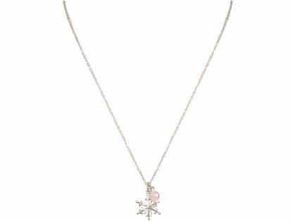 Collier "Schneeflocke" mit Rosenquarz 925 Silber
