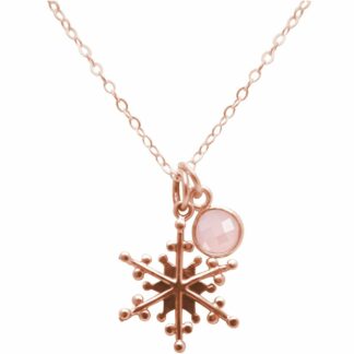 Collier „Schneeflocke“ mit Rosenquarz 925 Silber/rosévergoldet