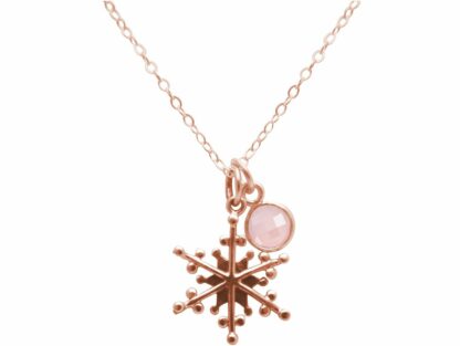 Collier „Schneeflocke“ mit Rosenquarz 925 Silber/rosévergoldet