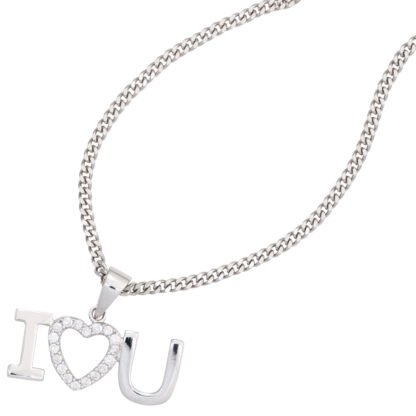 Anhänger "I love you" 925 Silber mit Zirkonia weiß