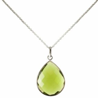 Collier 925 Silber/vergoldet mit Peridot-Tropfen