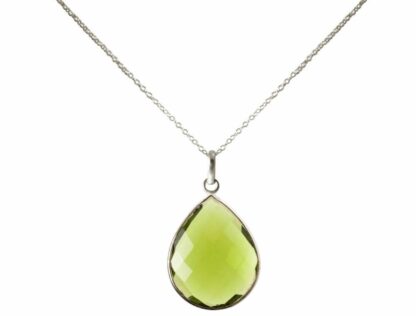 Collier 925 Silber/vergoldet mit Peridot-Tropfen