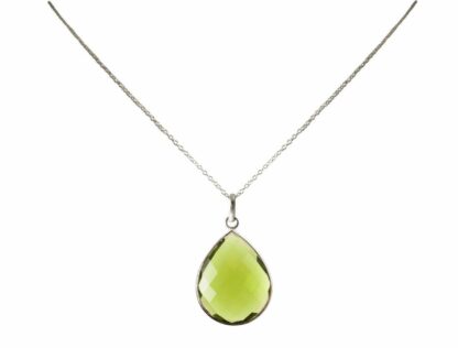 Collier 925 Silber/vergoldet mit Peridot-Tropfen