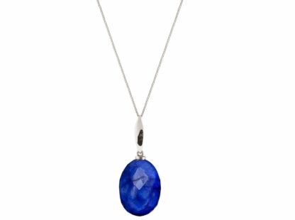 Collier 925 Silber mit Blue Saphir oval